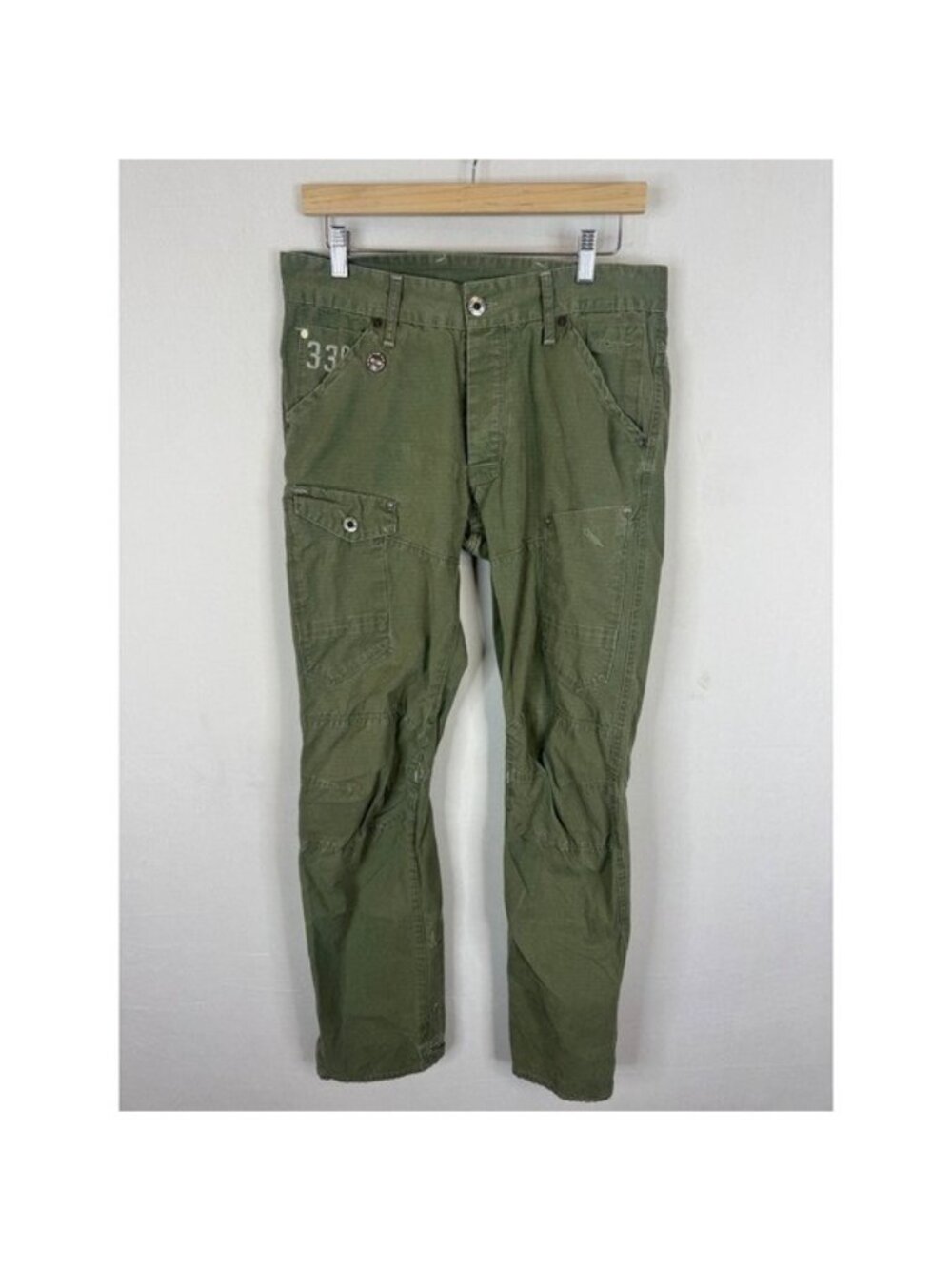 G-Star Raw 5620 Tapered Green Ripstop Cargo Pants Mens 32x32 Utility 3301 50473